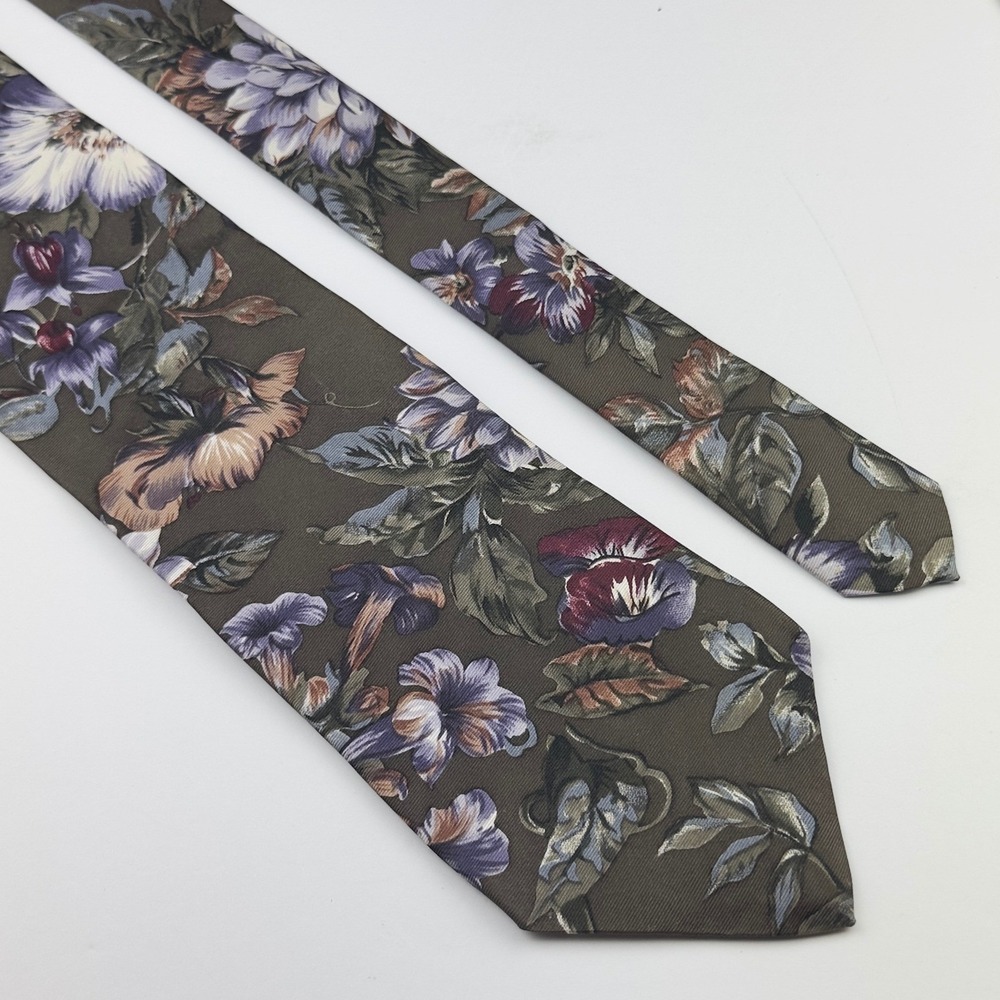 Embassy‎ Square Mens Silk Floral Necktie Multicolor Purple Classic Vintage Tie